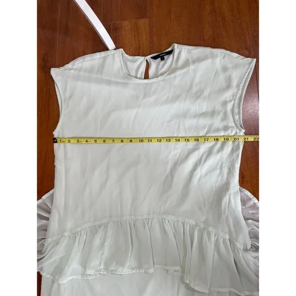 Vero Moda Pastel Midi Dress Ruffle Tiered Mint Green Lined Dress Size L - Picture 8 of 14